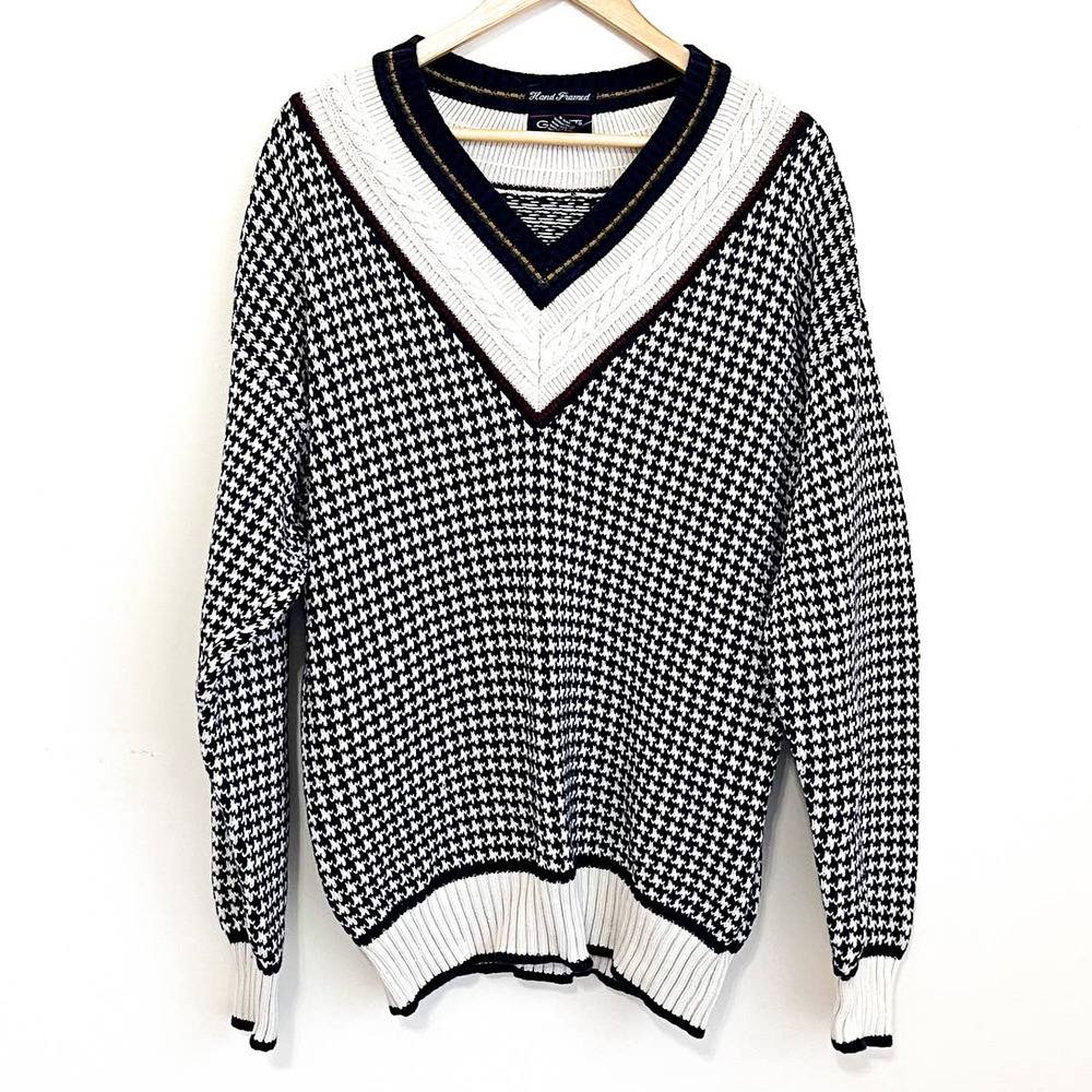 Vintage GANT Hand Framed Cotton Chunky Ribbed Cable Knit Sweater Sz M